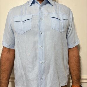 Cubavera Light Blue Casual Button Down Shirt